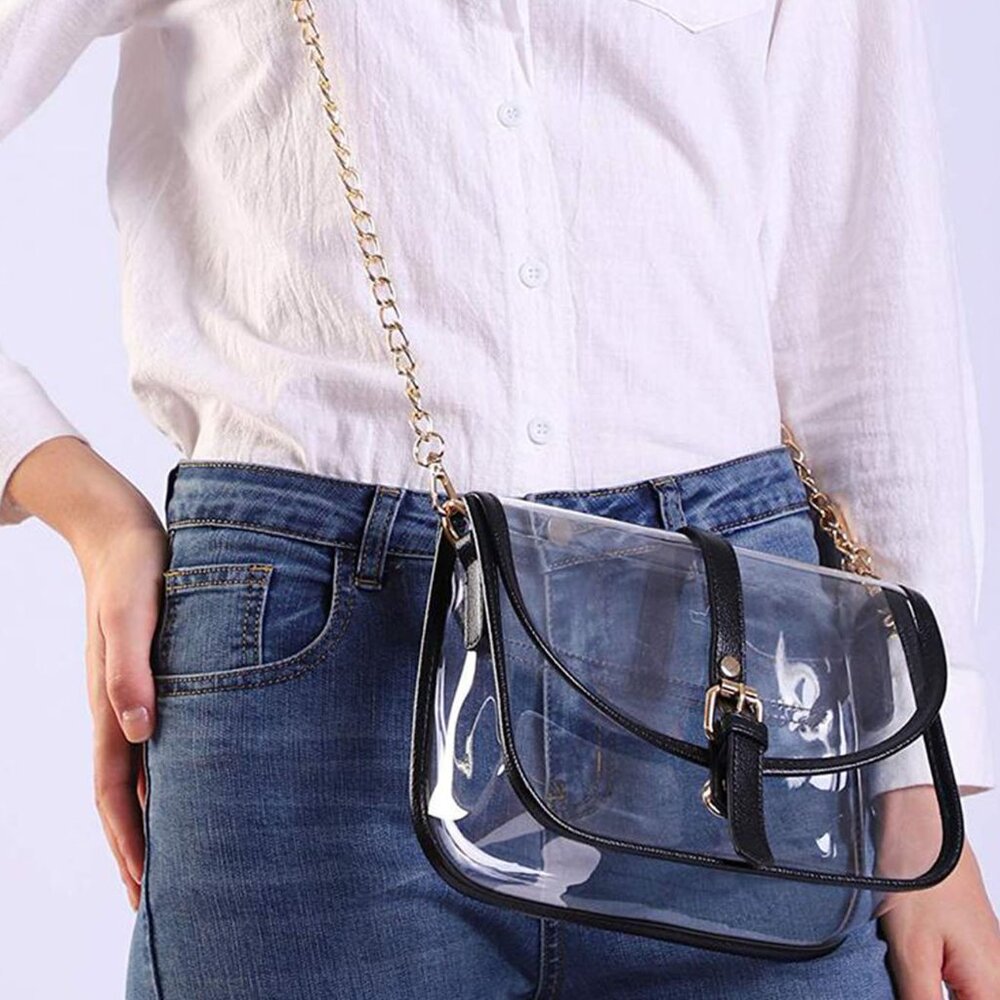 Black Clear TPU Chain Shoulder Bag